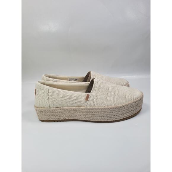 Women’s Tom’s Valencia Platform Espadrille Natural Undyed Metallic Linen Sz 11 - Picture 4 of 13